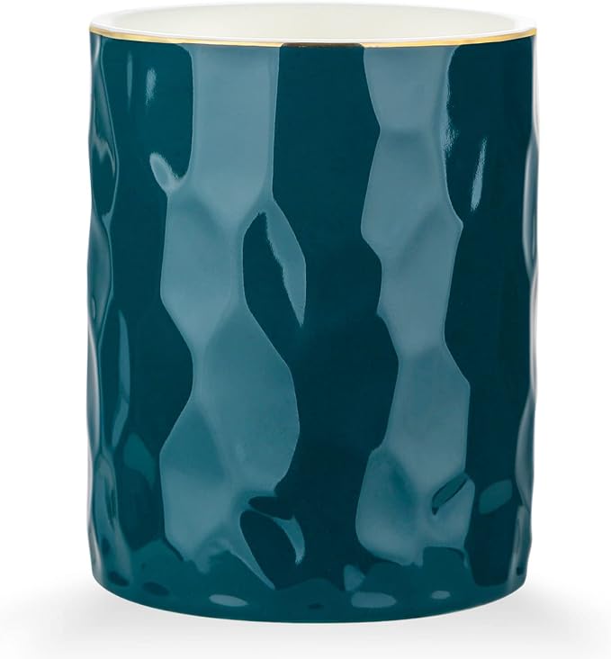 WHJY Ceramic Green Pencil Cup, Makeup brushes Holder, Modern Geometry Design by WHJY