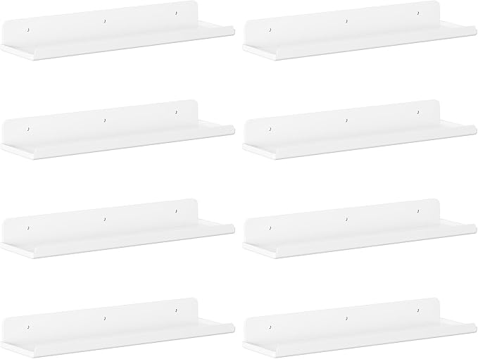 Lifewit Floating Shelves for Wall, 8 Pack White Acrylic Shelf 15" Room Decor by Lifewit