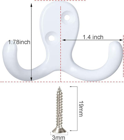 IBosins 8 Pack Heavy Duty Double Prong Coat Hooks Wall Mounted - Image 2