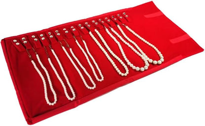 Premium Jewelry Roll Organizer for 16 Necklaces 55cm x 29cm Metal Snap & Velcro - Image 4