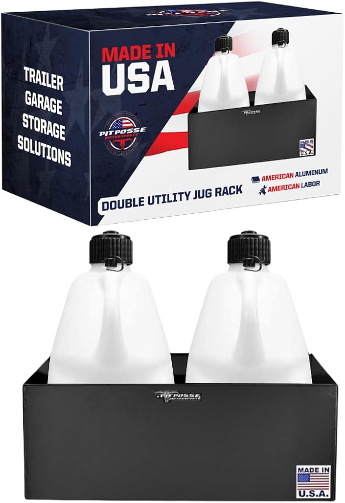 Pit Posse 430 Double Aluminum Utility Fuel Jug Holder Rack Fits Two 5 Gallon by PITPOSSEMOTORSPORTS