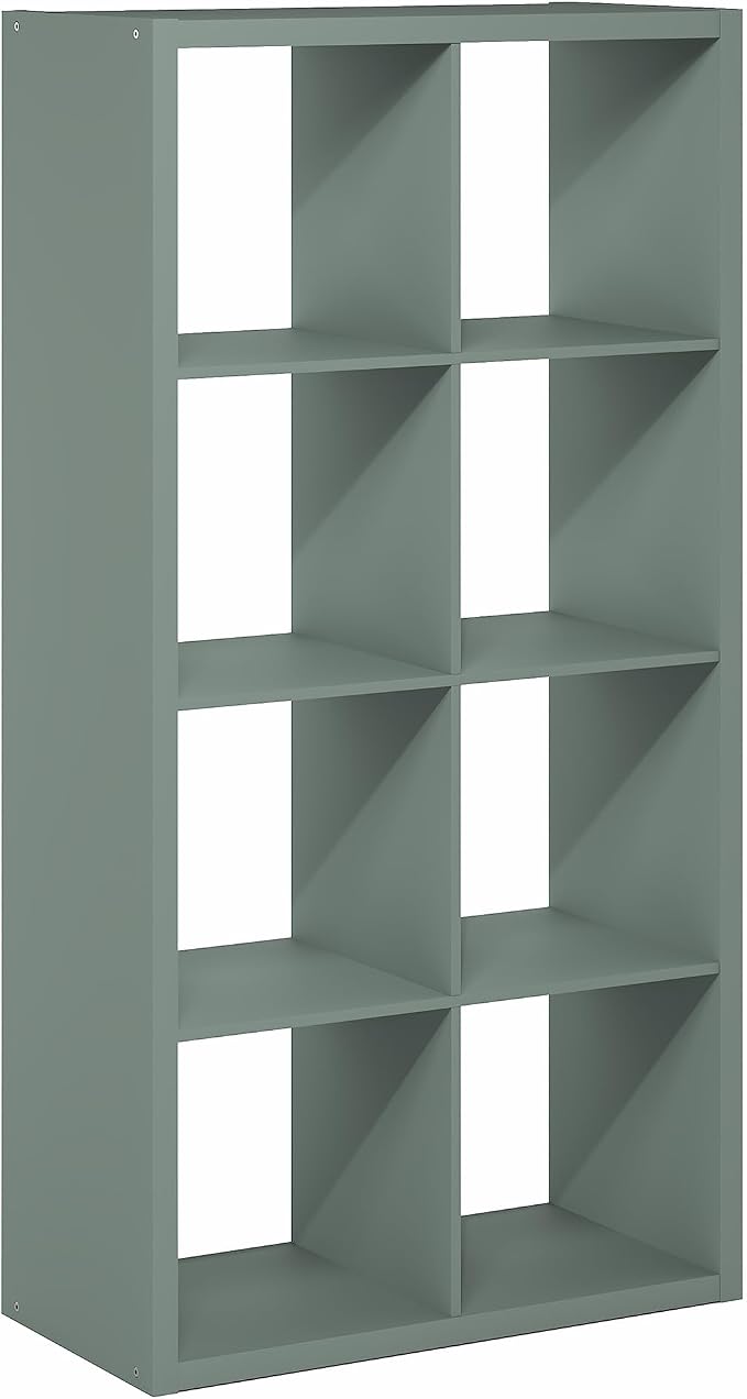 Furinno Cubicle 8-Cube Book Shelf, Extra Thick Frame Bookshelf, Sage Green | - Image 8
