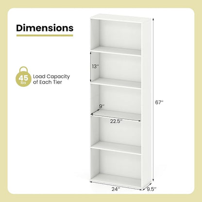 Giantex 5-Tier Bookshelf, Freestanding Bookcase - Image 3