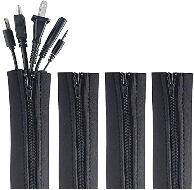 4 PCS Zipper Cable Organizer Sleeves, Cable Management Sleeve by Toyosport