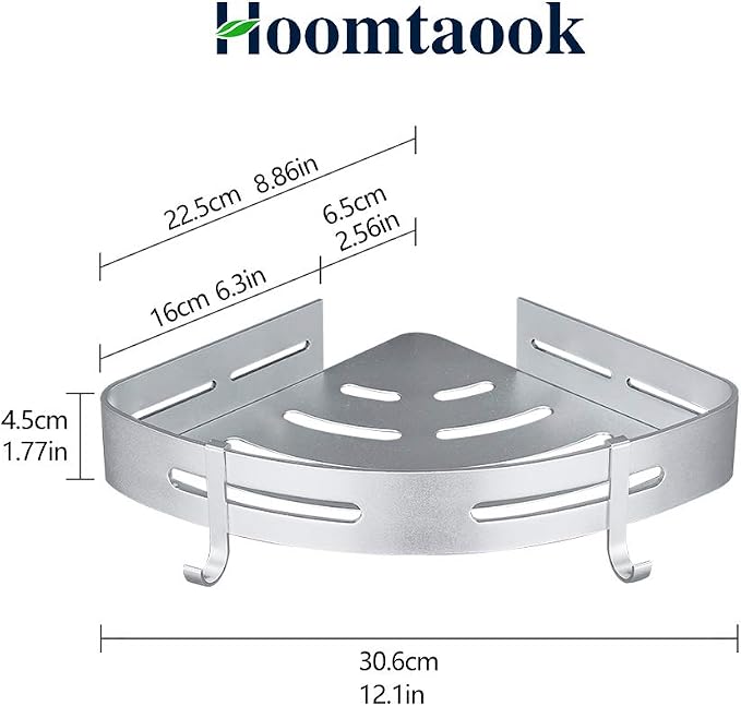 Hoomtaook Corner Caddy Bathroom Shower Shelf Wall Mounted No Drilling 2 Tier - Image 6