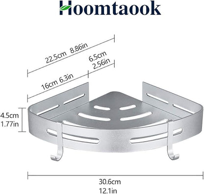 Hoomtaook Corner Caddy Bathroom Shower Shelf Wall Mounted No Drilling 2 Tier - Image 6