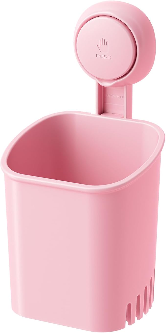 LEVERLOC Powerful Suction Cup Toothbrush Holder, Drill-Free Wall Shower Holder by LEVERLOC