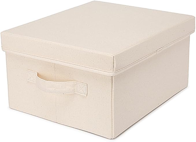 Foldable Storage Bins with Lids Cotton Canvas Rectangular Storage Box Ideal by YONBEN