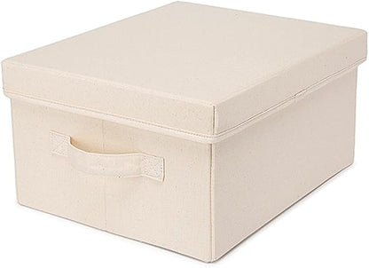 Foldable Storage Bins with Lids Cotton Canvas Rectangular Storage Box Ideal by YONBEN