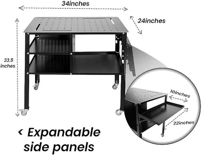 Portable Welding Table with Foldable Side Panels, Mobile Workbench Cart with - Image 2