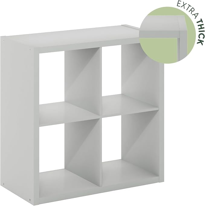 Furinno Cubicle Open Back Decorative Cube Storage Organizer, Light Grey | 14.6" - Image 7