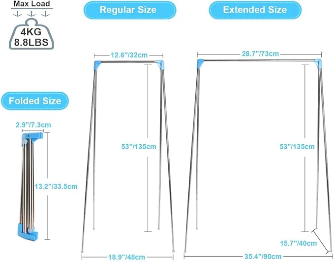 Portable Garment Rack, Folding Clothes Rack, Collapsible Clothing Rack - Image 7