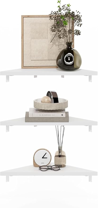 Furinno Rossi Triangle Corner Floating Shelves, Wall Mount Display Shelf - Image 6