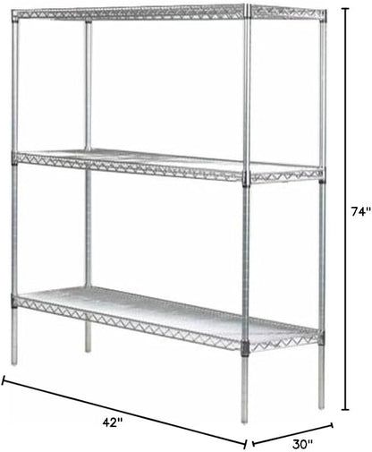 Omega 30" Deep x 42" Wide x 74" High 3 Tier Chrome Starter Shelving Unit - Image 2