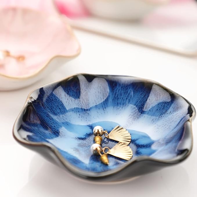 Binoster Gifts for Women Ceramic Jewelry Dish, Leaf Jewelry Tray Key Tray - Image 3