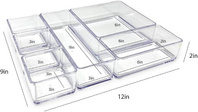 Isaac Jacobs 6-Tray Clear Acrylic Organizer Set, Stackable Storage Solution - Image 5