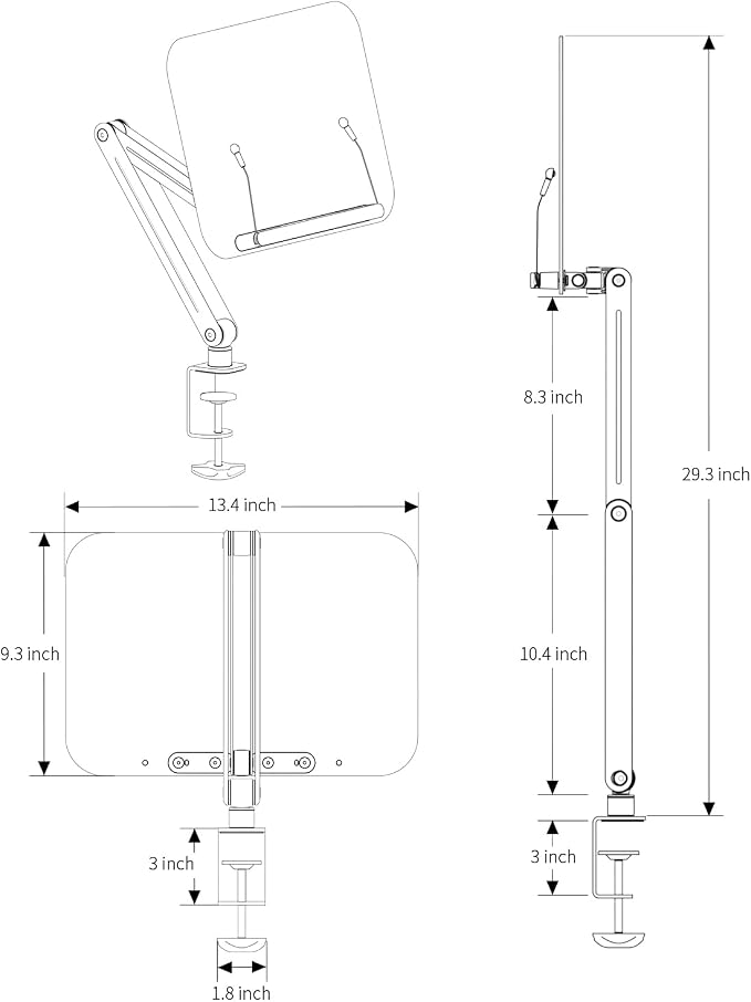 Desk Clamp Acrylic Book Stand for Reading, Ergonomic Design Adjustable Height - Image 8