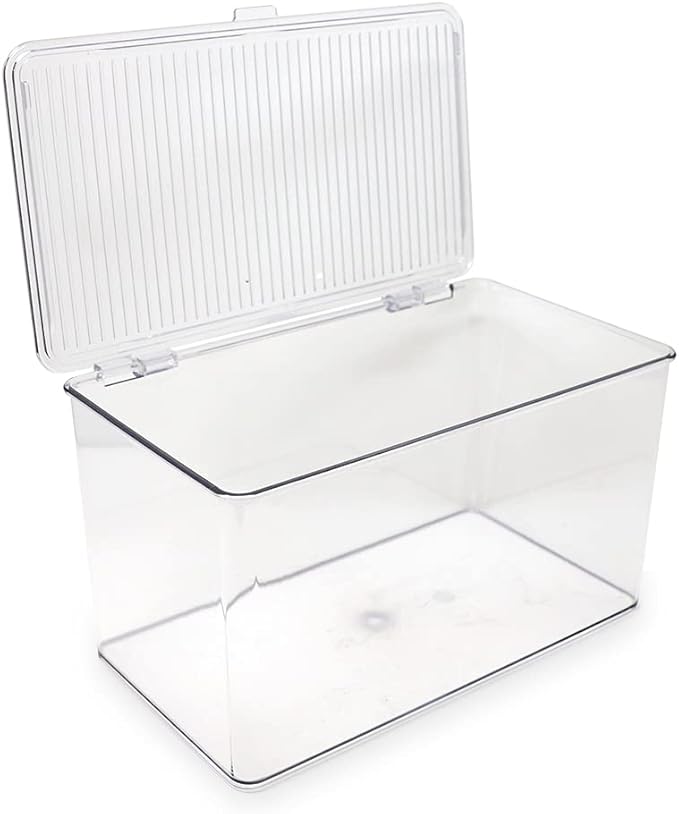 Isaac Jacobs Large Stackable Organizer Bin w Hinged Lid Clear Storage Box Home - Image 6