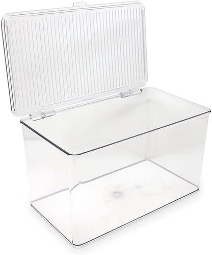 Isaac Jacobs Large Stackable Organizer Bin w Hinged Lid Clear Storage Box Home - Image 6