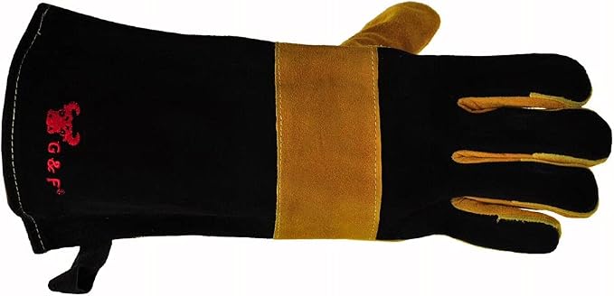 G & F Premium Leather BBQ Gloves, Heat & Fire Resistant, Suede Palm, Puncture & - Image 3