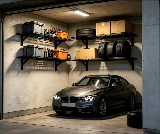 AIRAJ Foldable Garage Wall Mounted Shelving, 660Lbs Capacity, Floating Storage - Image 8