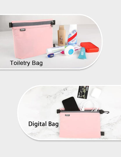 GOX Travel Toiletry Bag Carry On Zipper Pouch Cosmetic Kit Makeup Digital Bag - Image 9