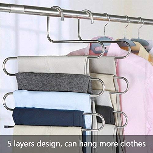 devesanter Pants Hangers Non-Slip S-Shape 4 Pack Trousers Hangers Stainless - Image 2
