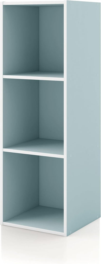Homes: Inside + Out Apexa 3-Cube Storage Organizer Shelves, Stackable Wood by HOMESInsideOut