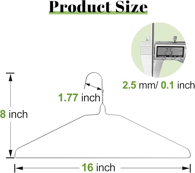 Wire Metal Clothes Hangers Bulk 50 Pack, 16 Inch 12 Gauge Standard Size - Image 2