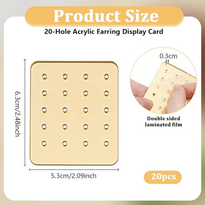 OLYCRAFT 20Pcs Acrylic Earring Display Cards 20 Holes Golden Earring Organizer - Image 2