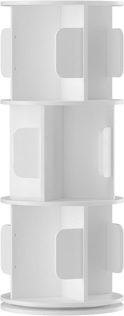 3-Tier 360° Rotating Bookshelf, Round Floor Standing Bookcase - Image 8
