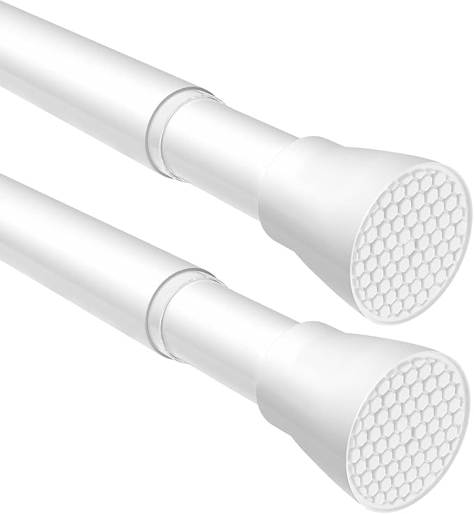 Tension Curtain Rod White Tension Rod 2pcs Spring Curtain Rod Non Slip Tension by ZipGloTensionRod