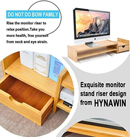 Monitor Stand Riser Desk Organizer-Bamboo 2 Tier Laptop Stand - Image 3