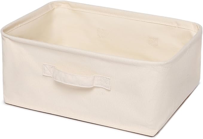 Foldable Storage Bins with Lids Cotton Canvas Rectangular Storage Box Ideal by YONBEN