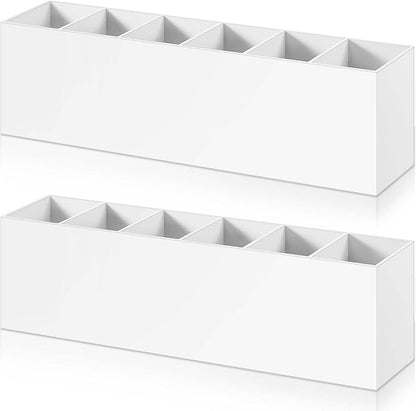 2 Pack Acrylic Makeup Brush Holder 6 Compartments Pencil Organizer Cup Pencil by Juexica