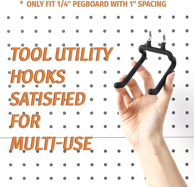 HUHOLE Pegboard Drill Holder, Peg Board Utility Hooks, 8 Pack Heavy Duty Peg - Image 4