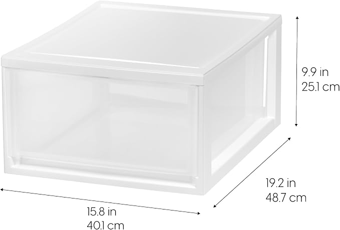 IRIS USA 30 Qt. Plastic Drawer Storage Organizer Stacking Drawers, Stackable - Image 3