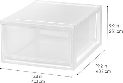 IRIS USA 30 Qt. Plastic Drawer Storage Organizer Stacking Drawers, Stackable - Image 3