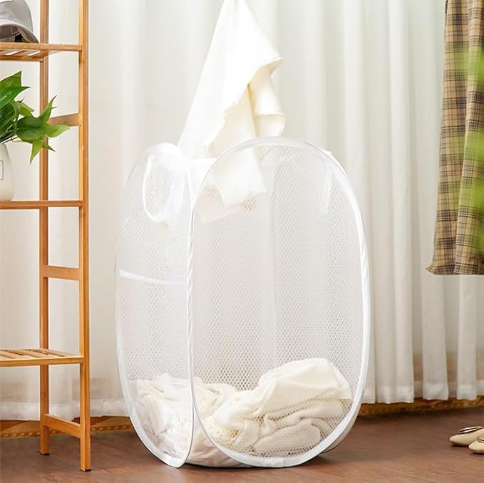 2 Pack Mesh Pop Up Laundry Baskets, Collapsible Laundry Hampers, Foldable - Image 4