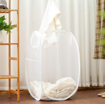 2 Pack Mesh Pop Up Laundry Baskets, Collapsible Laundry Hampers, Foldable - Image 4