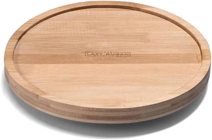 9" Bamboo Lazy Susan Revolution Turntable w/Rim – Rotating Bamboo Organizer Tray by TheLazySusanRevolution