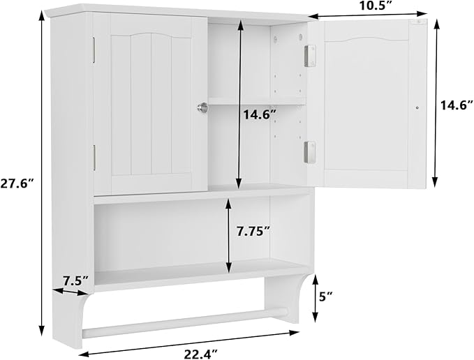 Smuxee White Bathroom Cabinet Wall Mounted - Image 2