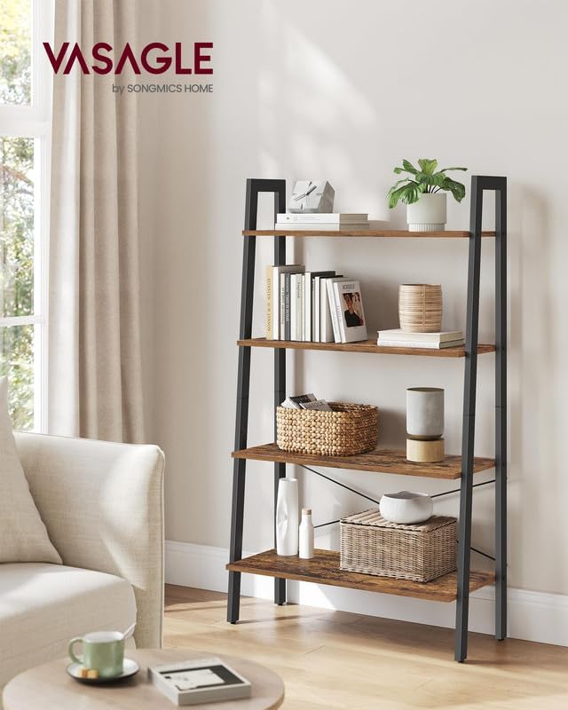 VASAGLE Ladder Shelf, 4-Tier Bookshelf, Storage Rack, Bookcase - Image 2