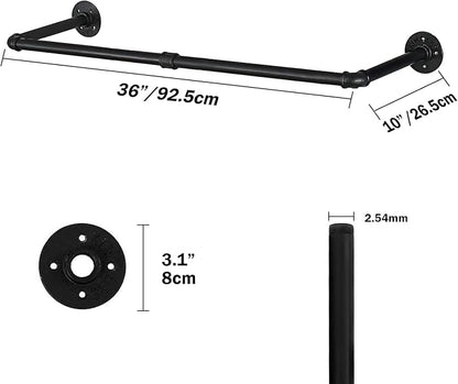 Oroonoko 36inch Industrial Pipe Clothes Rack Wall Mount - Image 2