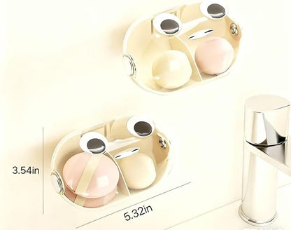 Makeup Sponge Storage Case Wall-Mounted No-Drill Makeup Sponge Holder 2-Tier - Image 2