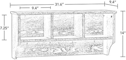 RiverRidge Home Woodbury Collection Cubbies and Hooks Wall Shelf, Dark - Image 3