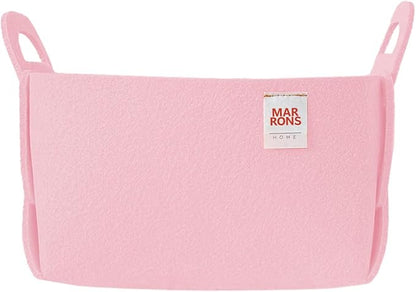 Collapsible Felt BABYPINK Storage Bin Small 7.1"x5.1"x5.1" – Foldable Basket by MARRONS