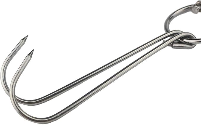 TIHOOD 6PCS 9.4" Stainless Steel Double Meat Hooks Roast Duck Bacon Shop Hook - Image 3