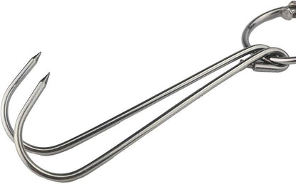 TIHOOD 6PCS 9.4" Stainless Steel Double Meat Hooks Roast Duck Bacon Shop Hook - Image 3
