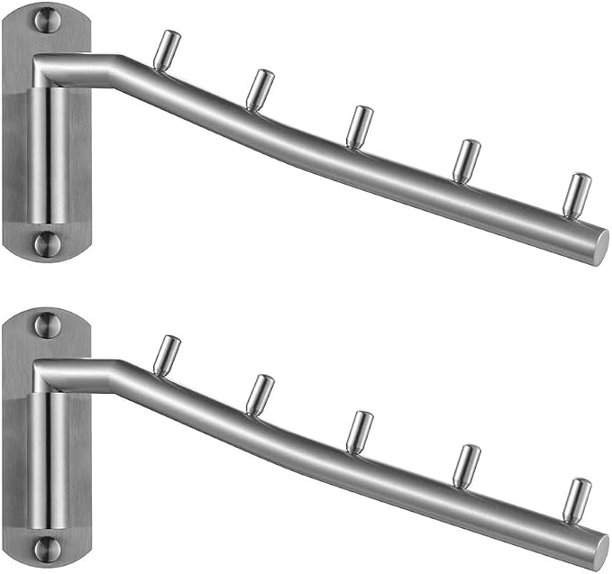 JQK Folding Clothes Hanger Rack, Stainless Steel Swing Arm Hook Holder by Homeimprovement